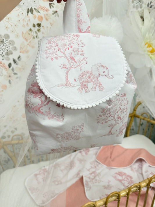 sac à dos toile de jouy savane rose