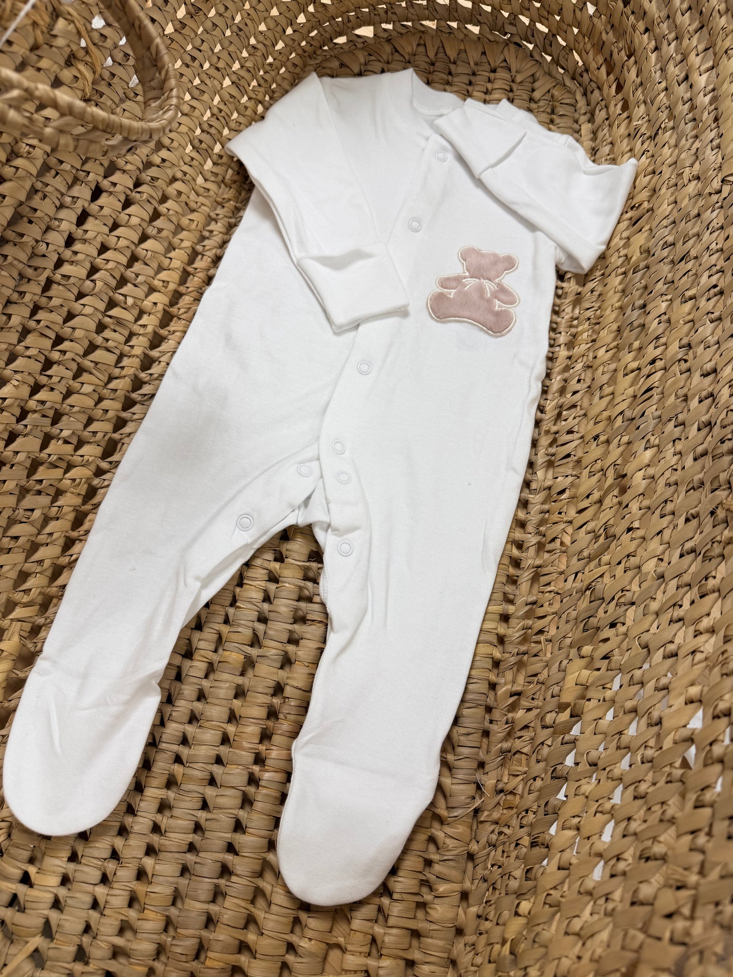 pyjama 0-3 mois ourson vieux rose