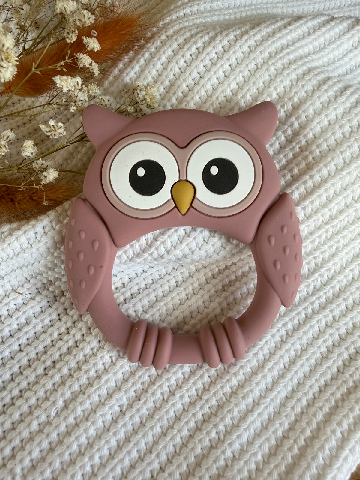 Jouet en silicone hiboux rose sucré
