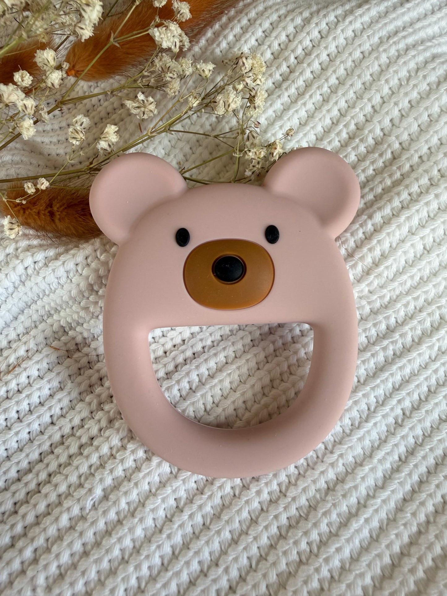 Jouet en silicone ours rose poudré