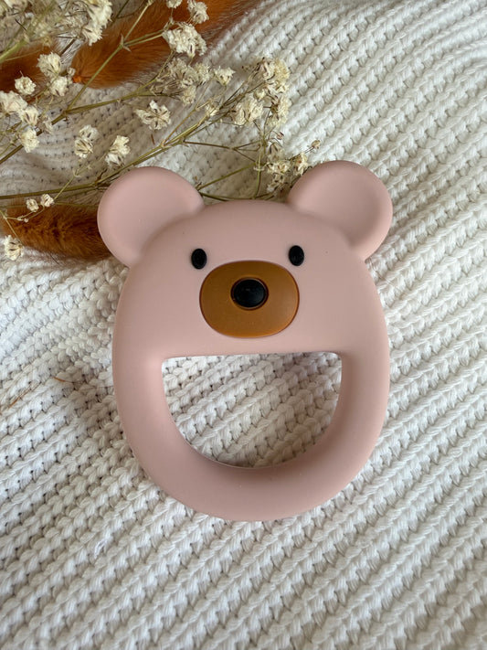 Jouet en silicone ours rose poudré