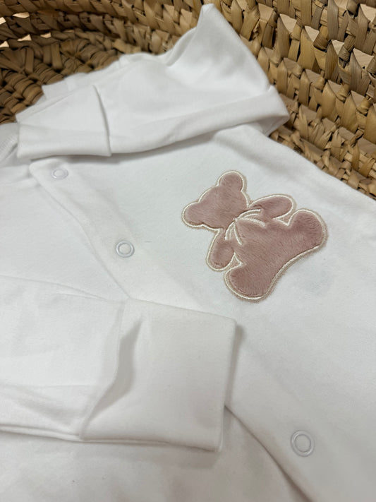 pyjama 0-3 mois ourson vieux rose