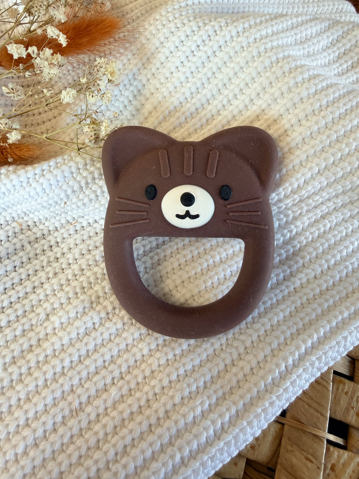 Jouet en silicone chat marron