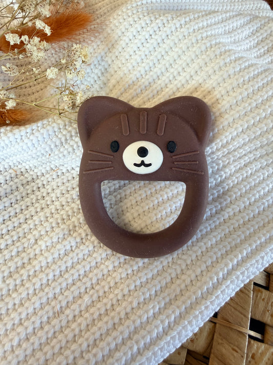 Jouet en silicone chat marron