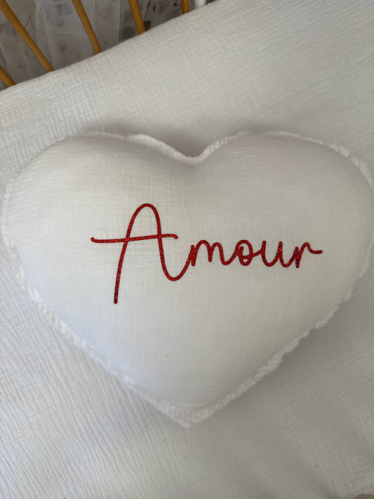 Coussin coeur blanc