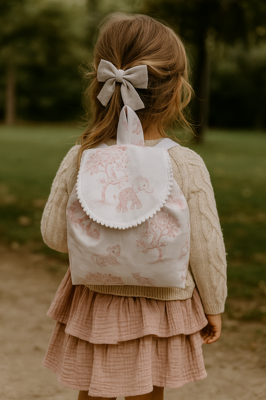sac à dos toile de jouy savane rose