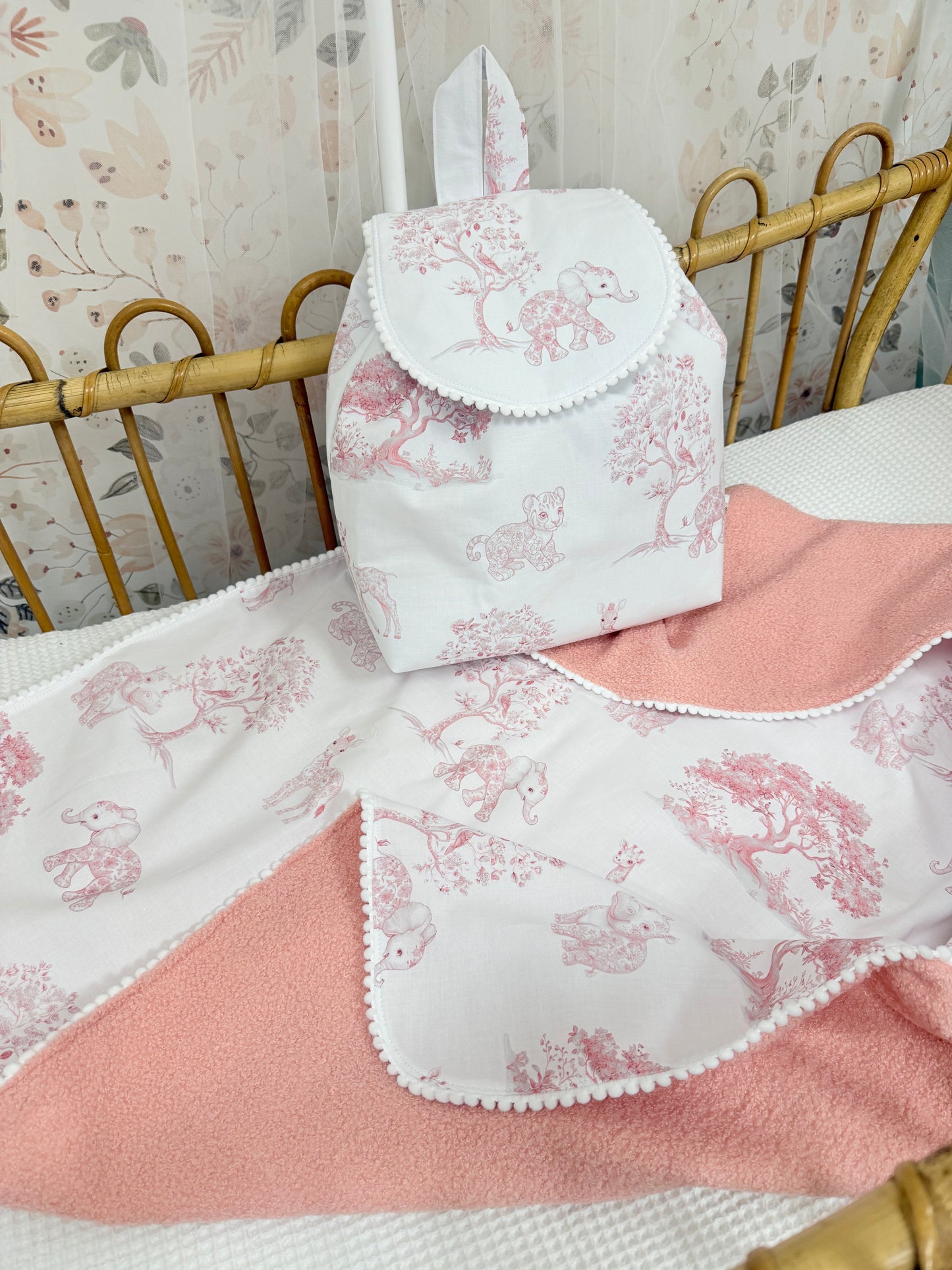 sac à dos toile de jouy savane rose