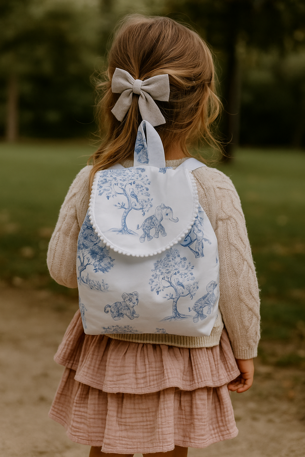 sac à dos toile de jouy savane bleu