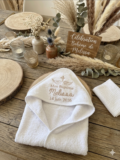 Cape de bain de Baptême personnalisée non doublée
