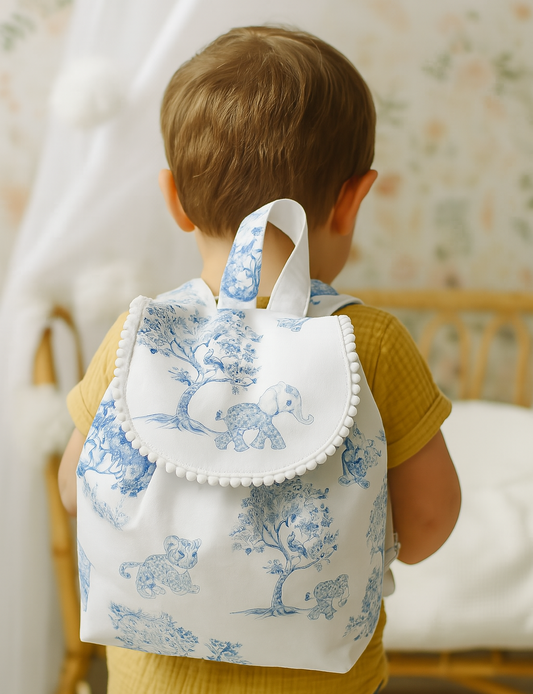 sac à dos toile de jouy savane bleu