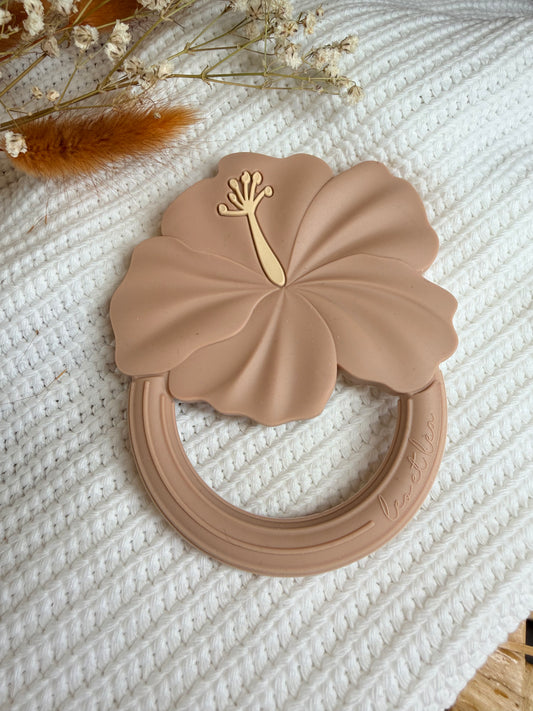 Jouet en silicone hibiscus rose poudré