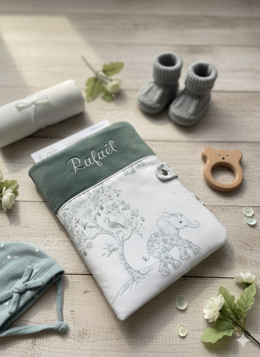 Protège carnet de santé personnalisé 2 tissus