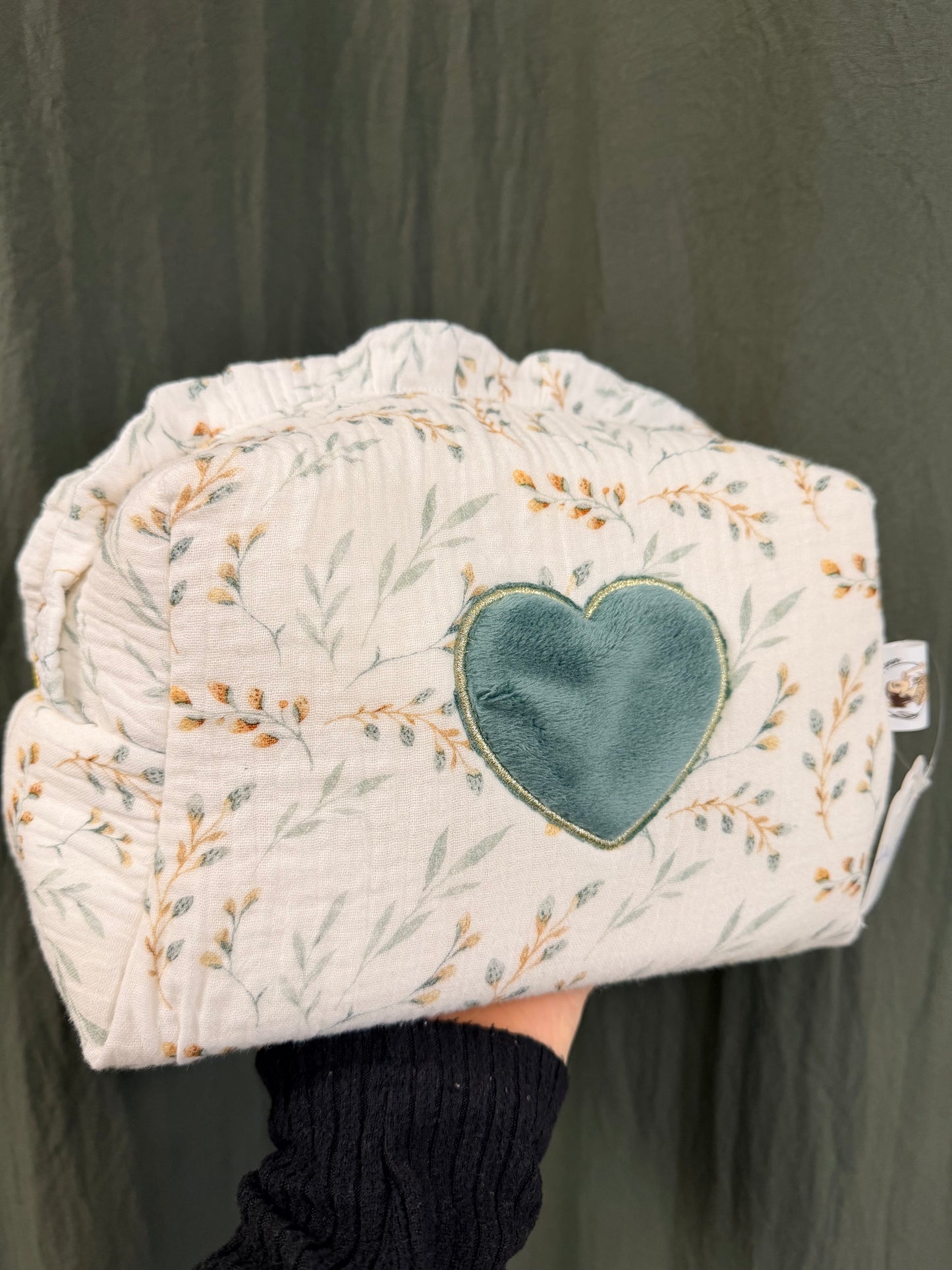 trousse feuillage vert et or