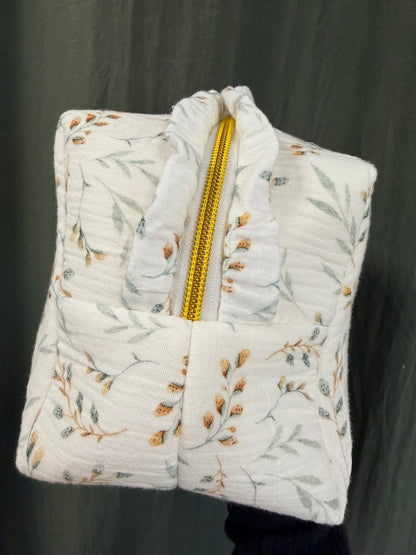 trousse feuillage vert et or